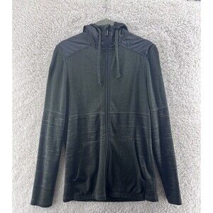 Smartwool Men's Small Hooded Jacket Coat Hybrid Full Zip Green Black Merino Wool